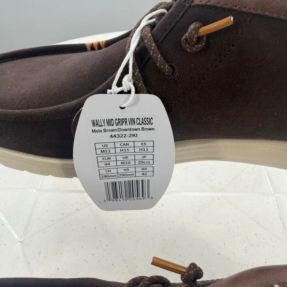 Hey Dude Wally Mid Gripr Classic Mole Brown Mens Shoes 42051-2IV Size 10